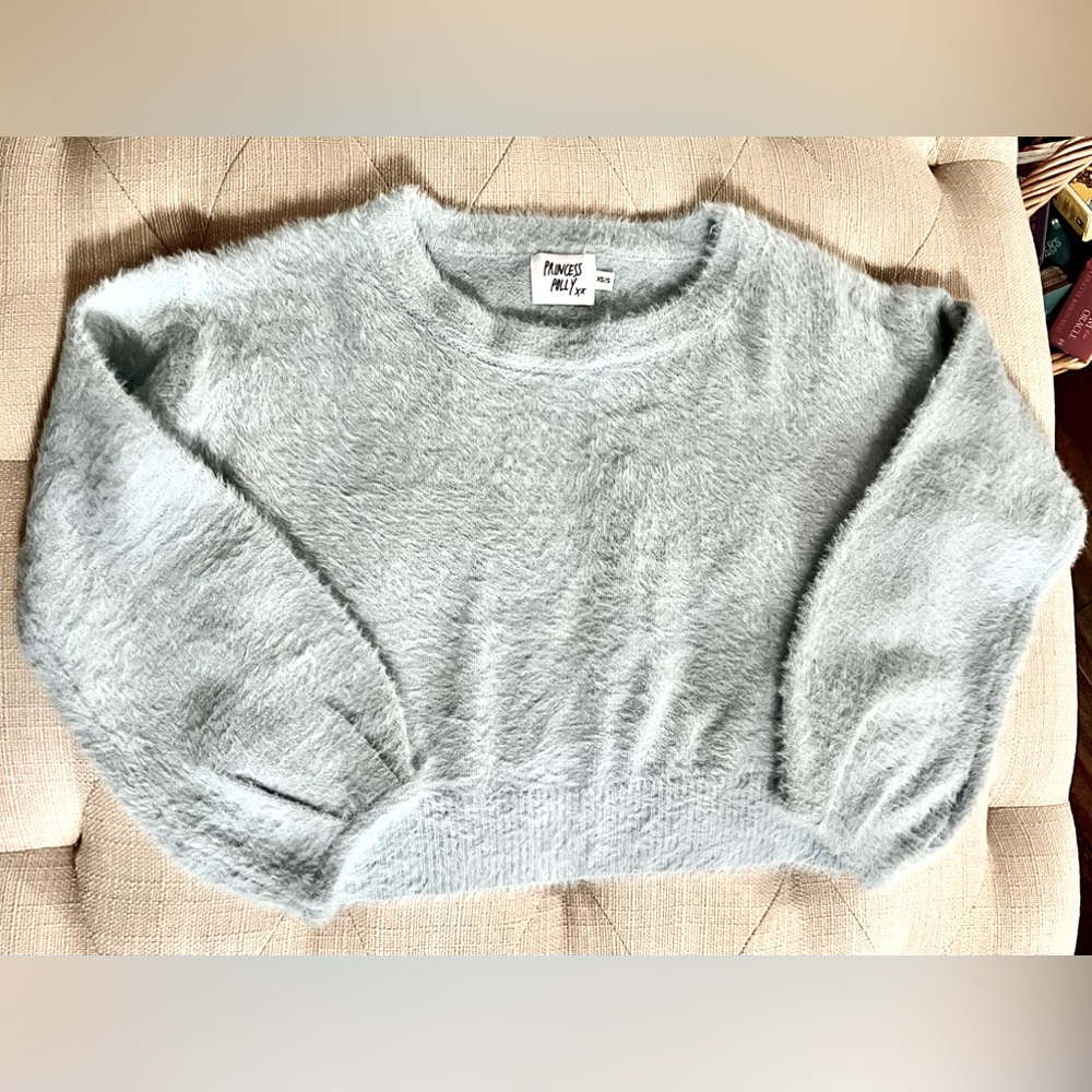 Nwot Princess Polly! Beautiful Blue Angora /Wool Sweater With Balloon Sleeves